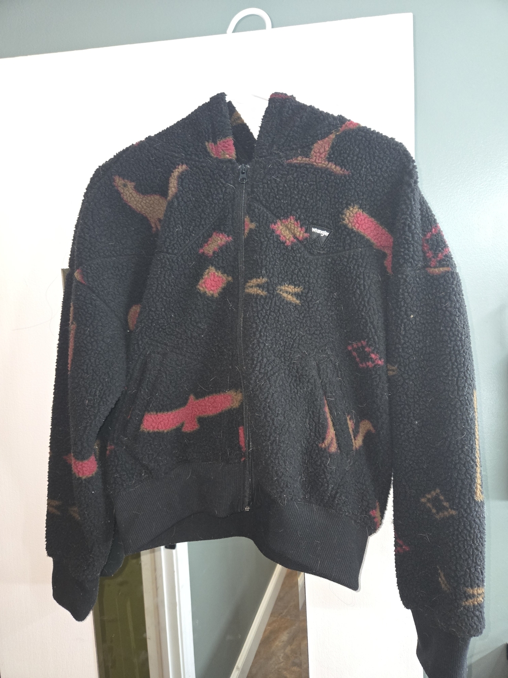 Wrangler Southwestern Black Sherpa Zip Hoodie